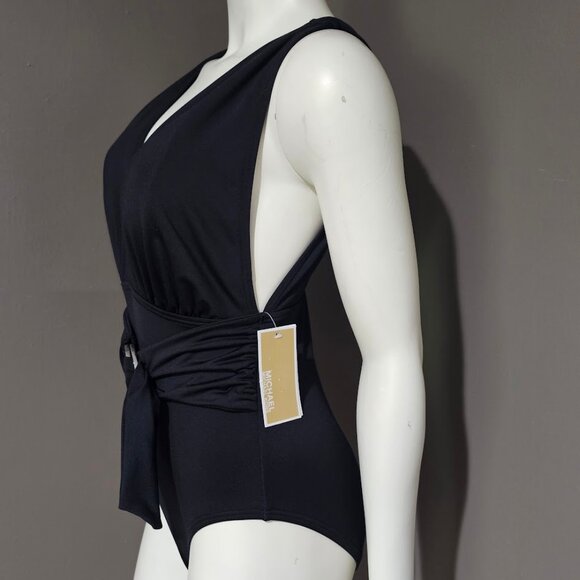 Michael Michael Kors Plunge Wrap-Front One-Piece Swimsuit - Picture 3 of 12